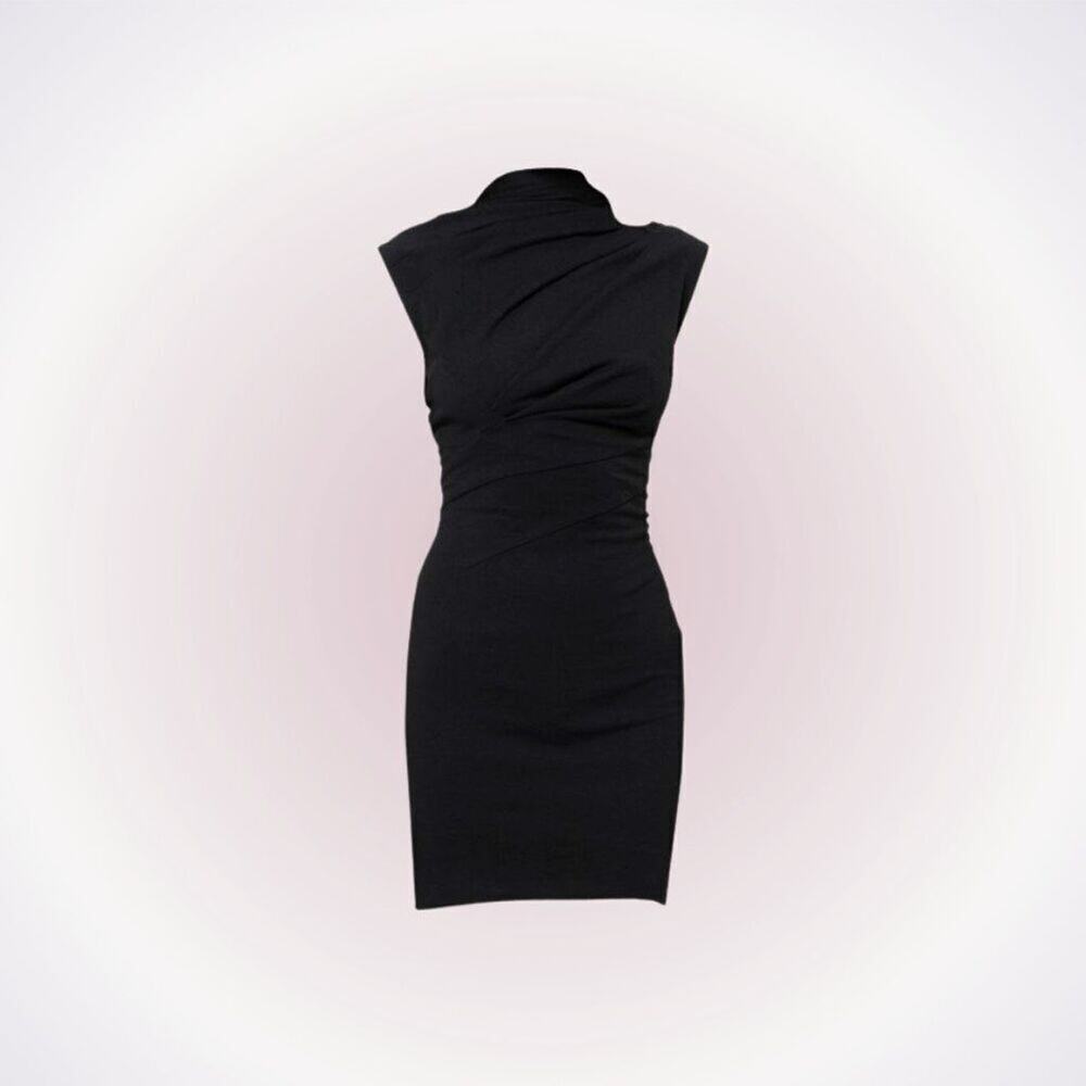 RTA Holly twisted high neck mini organza jersey dress | Sz 4, NWT